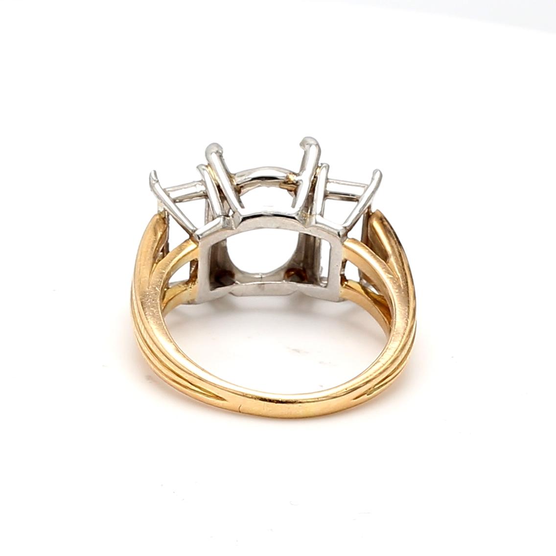 Oscar Heyman 18K Two Tone Gold/Plat Semi Mount Ring Fits 11.5x7.89mm