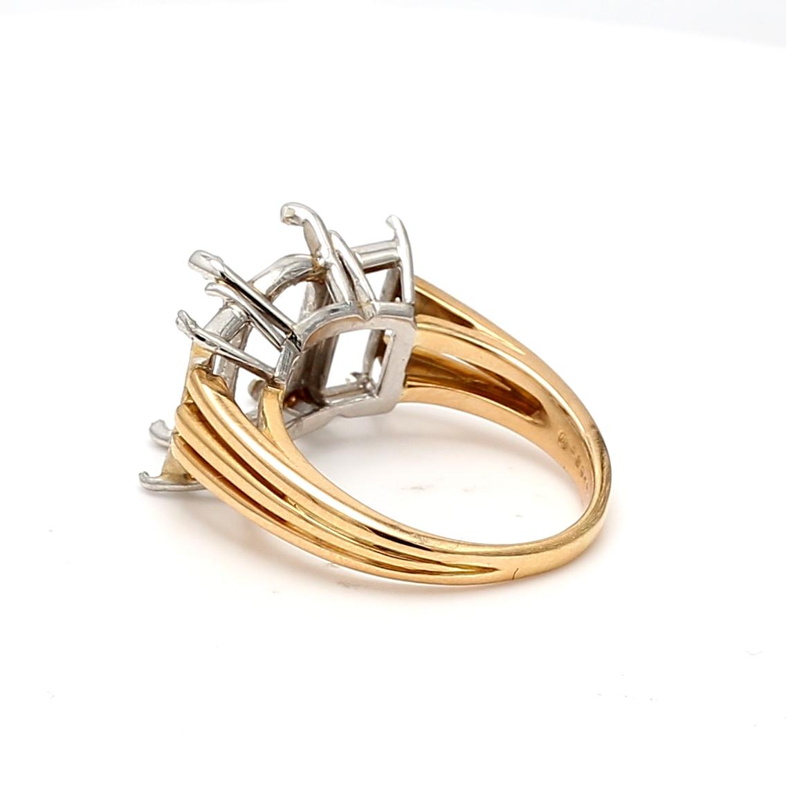 Oscar Heyman 18K Two Tone Gold/Plat Semi Mount Ring Fits 11.5x7.89mm