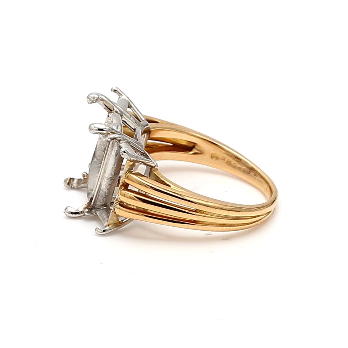 Oscar Heyman 18K Two Tone Gold/Plat Semi Mount Ring Fits 11.5x7.89mm