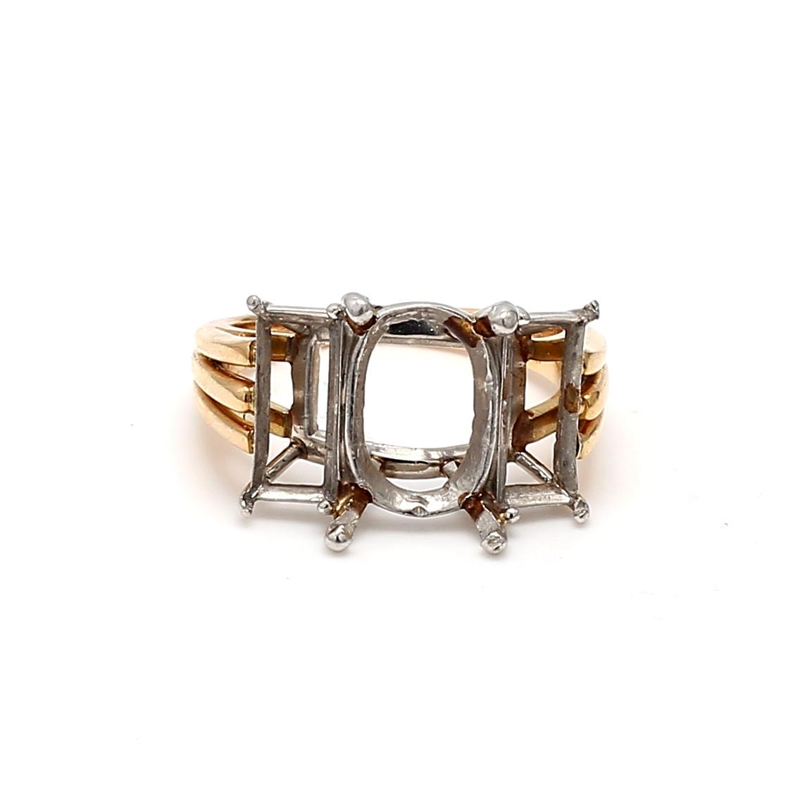 Oscar Heyman 18K Two Tone Gold/Plat Semi Mount Ring Fits 11.5x7.89mm