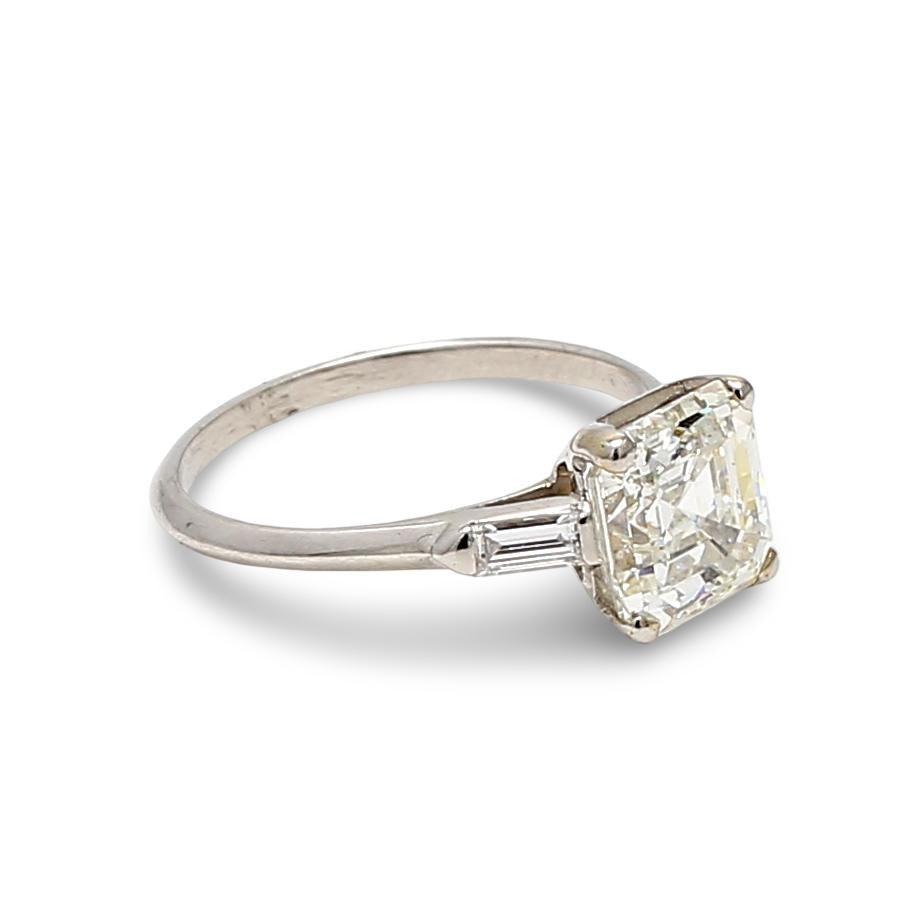 3.02 Carat Asscher Cut I FL Diamond Platinum Engagement Ring