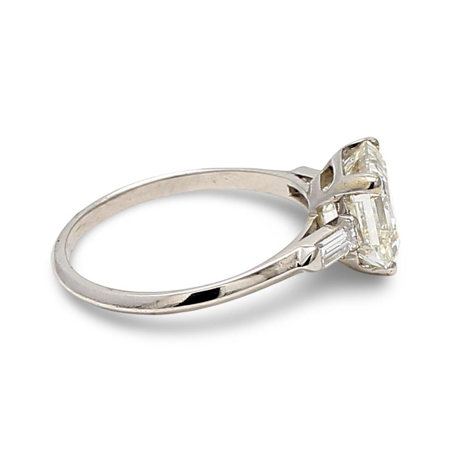 3.02 Carat Asscher Cut I FL Diamond Platinum Engagement Ring