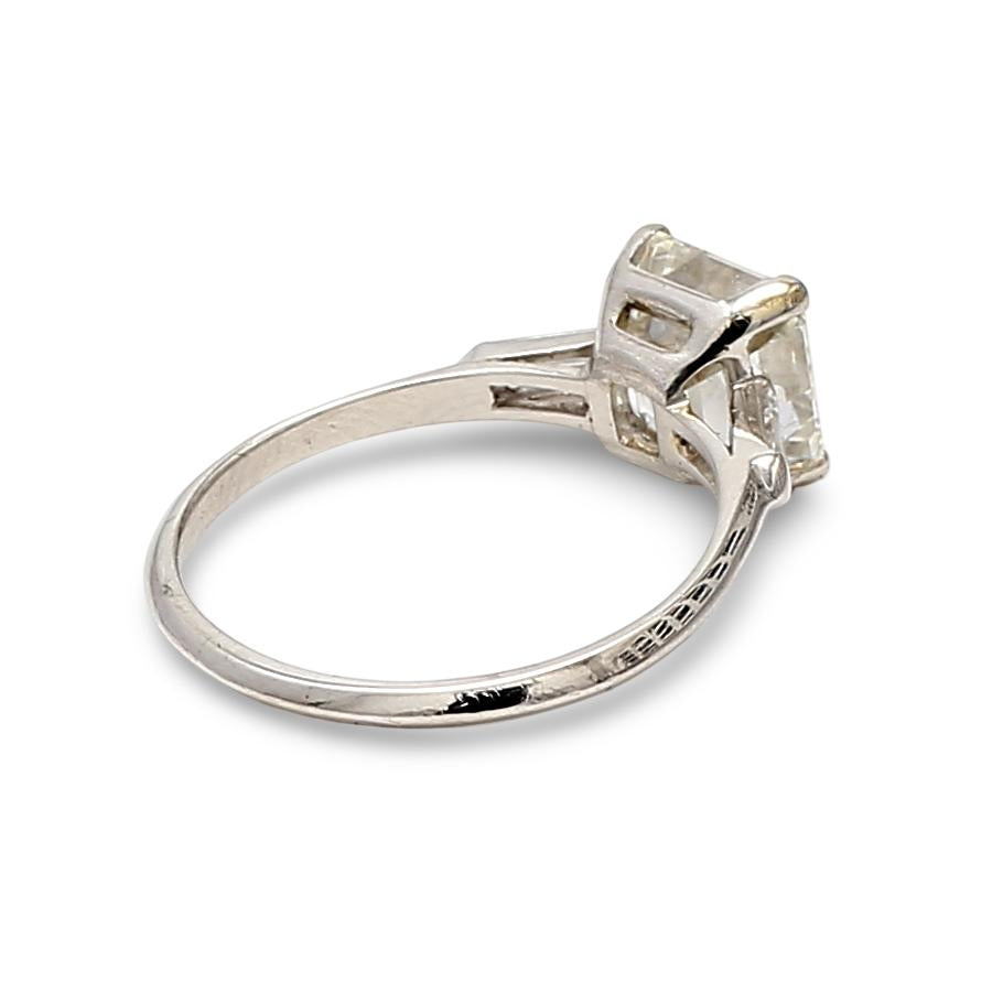 3.02 Carat Asscher Cut I FL Diamond Platinum Engagement Ring
