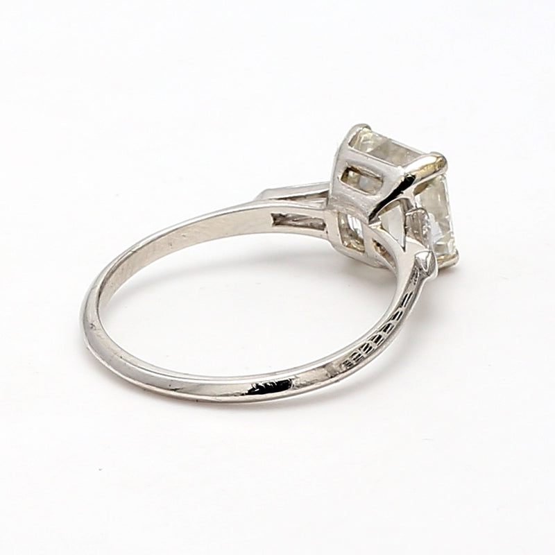 3.02 Carat Asscher Cut I FL Diamond Platinum Engagement Ring