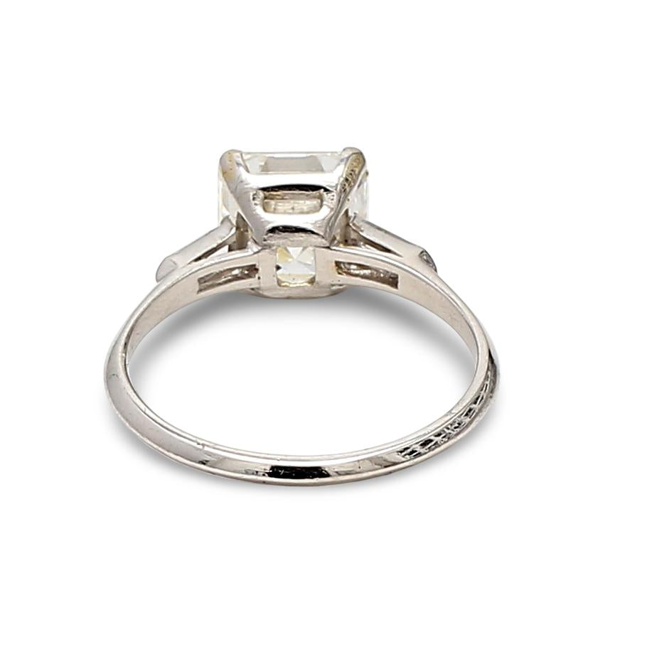3.02 Carat Asscher Cut I FL Diamond Platinum Engagement Ring