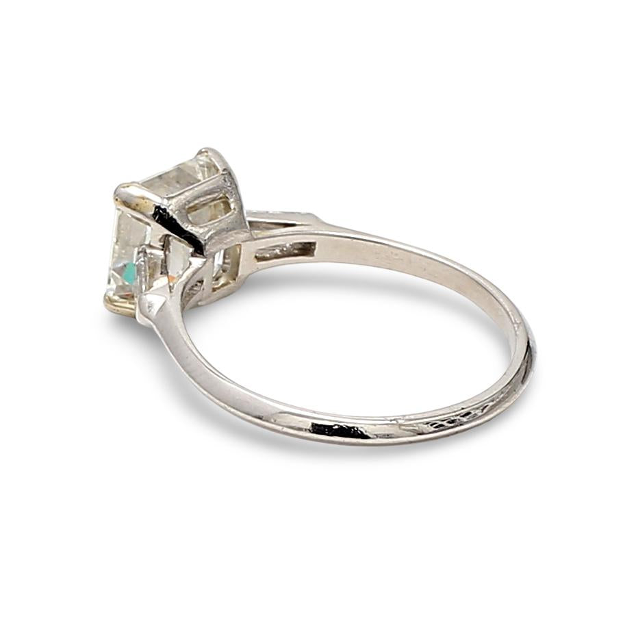 3.02 Carat Asscher Cut I FL Diamond Platinum Engagement Ring