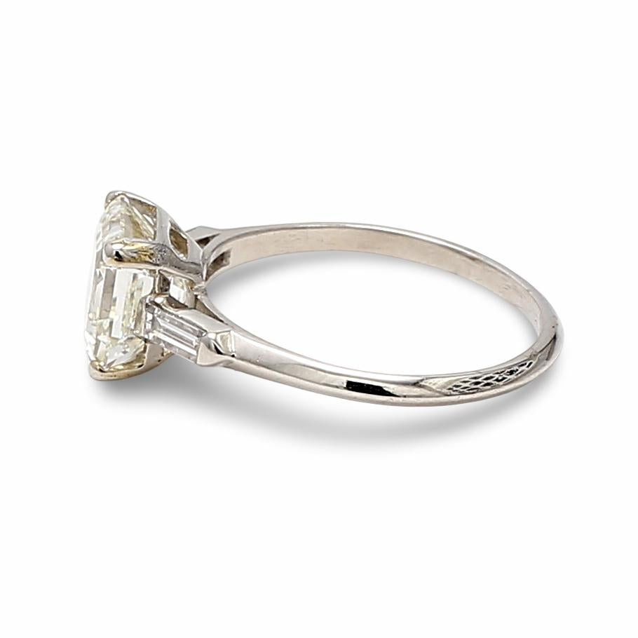 3.02 Carat Asscher Cut I FL Diamond Platinum Engagement Ring
