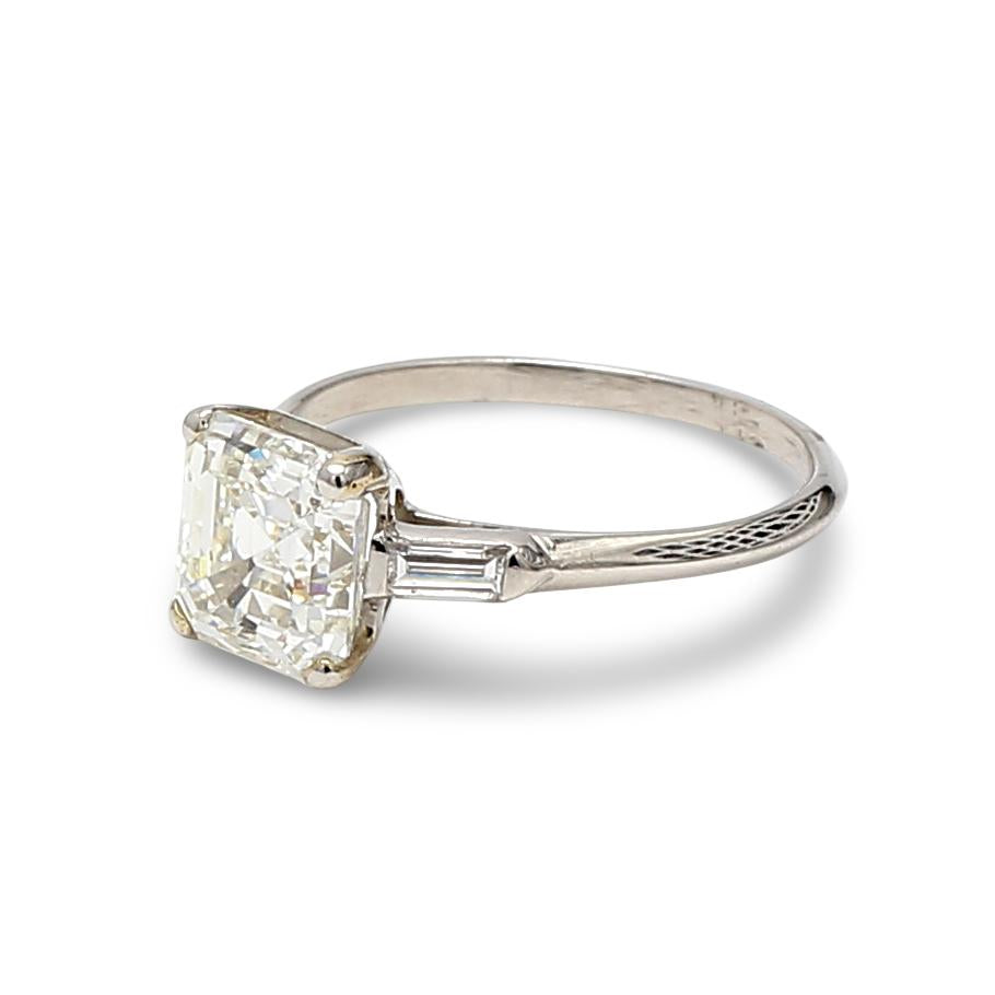 3.02 Carat Asscher Cut I FL Diamond Platinum Engagement Ring
