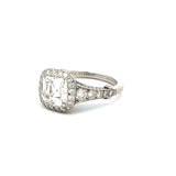 Tiffany & Co 3.54 Carat Cushion Brilliant and Round Diamond Platinum Halo Ring