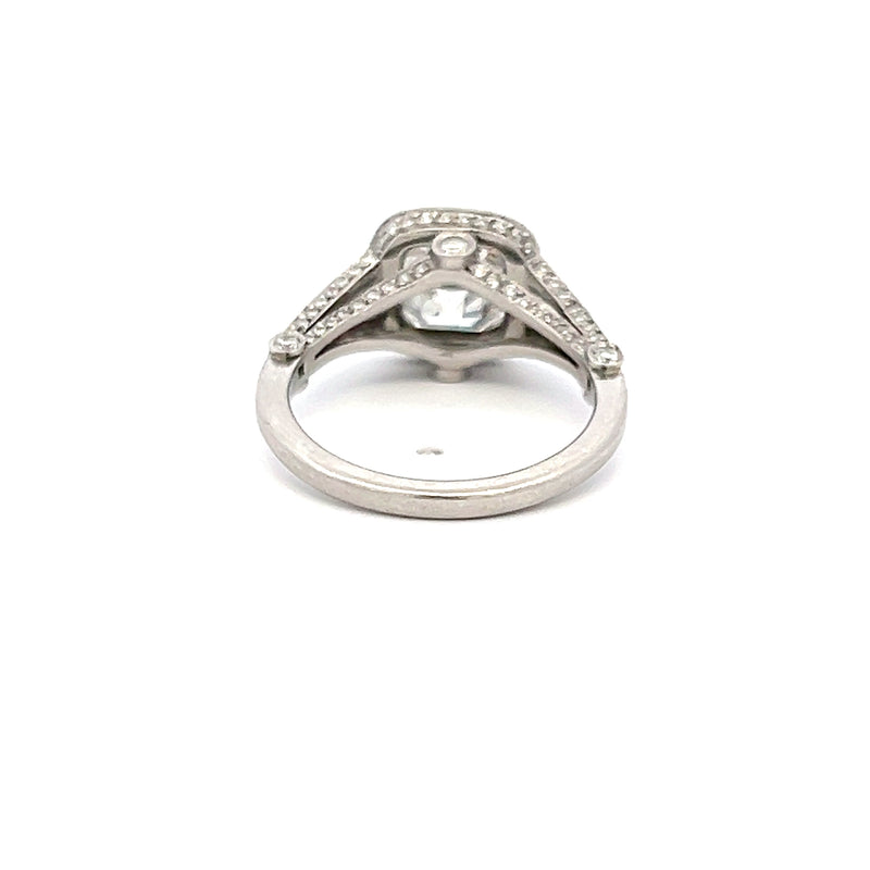 Tiffany & Co 3.54 Carat Cushion Brilliant and Round Diamond Platinum Halo Ring