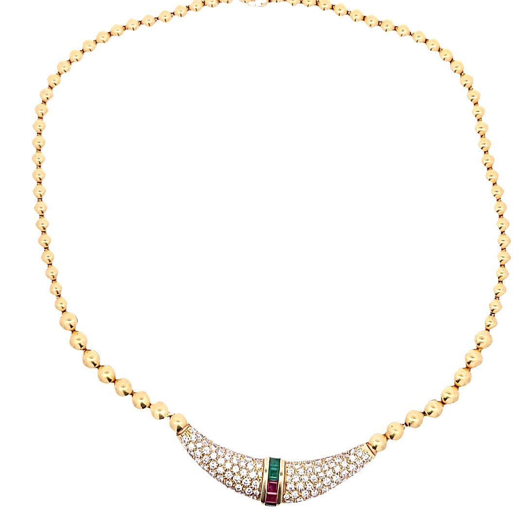 Vintage 18K Yellow Gold Collar Necklace with 5.05 Carat G-VS1 Diamonds