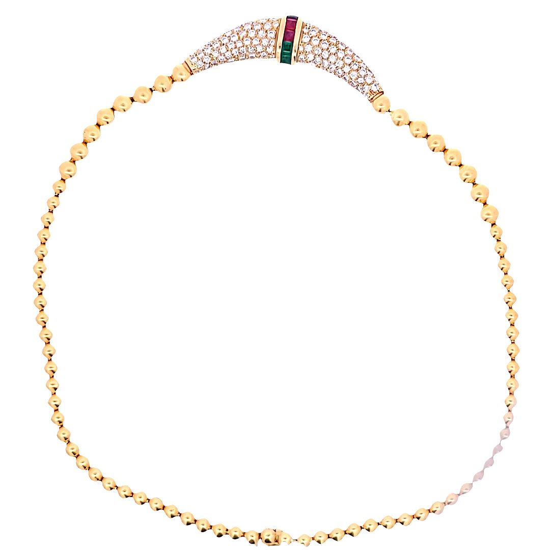 Vintage 51.78 grams 5.05 Carat Diamond 18 Karat Yellow Gold Necklace