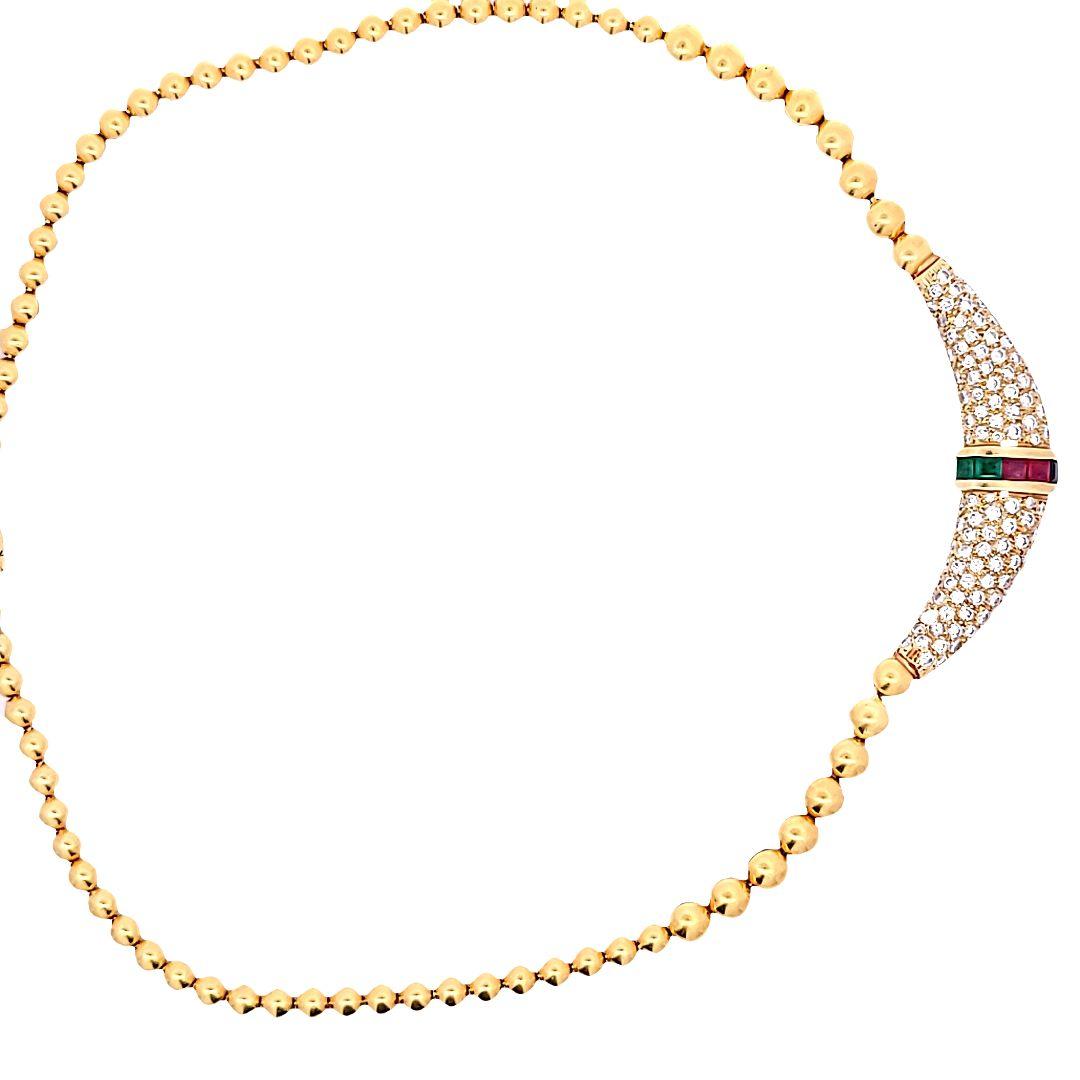 Vintage 18K Yellow Gold Collar Necklace with 5.05 Carat G-VS1 Diamonds