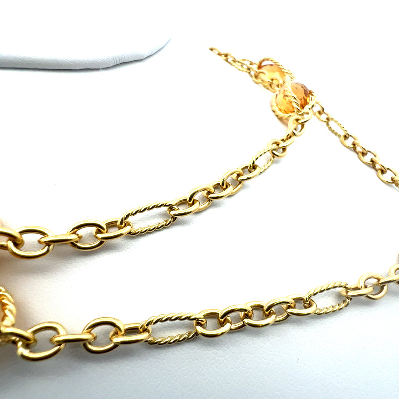 David Yurman 0.39 Carat Diamond 18 Karat Yellow Gold Gems Stone Necklace