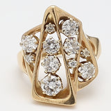 1.85 Carat Round Brilliant Diamond 14 Karat Yellow Gold Cluster Ring