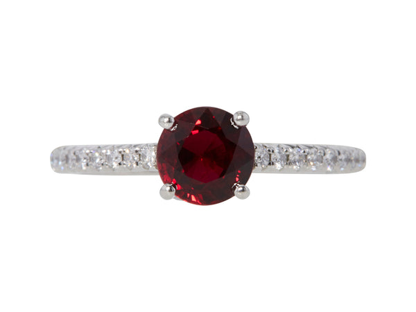 Tiffany & Co 1.17 Carat Ruby 0.20 Carat Round Diamond Platinum Engagement Ring
