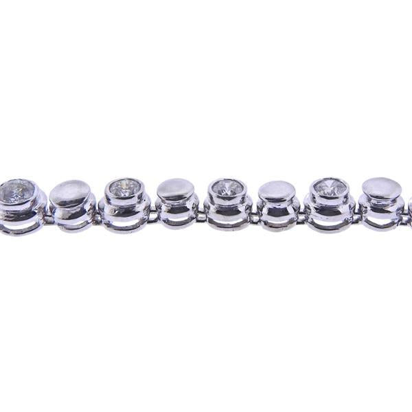 Vintage 18K White Gold Tennis Bracelet with 3.5 Carat Round I-SI1 Diamonds