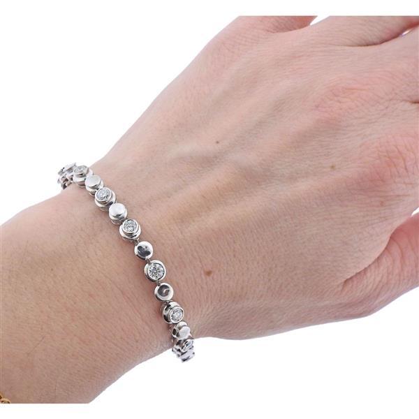 Vintage 18K White Gold Tennis Bracelet with 3.5 Carat Round I-SI1 Diamonds