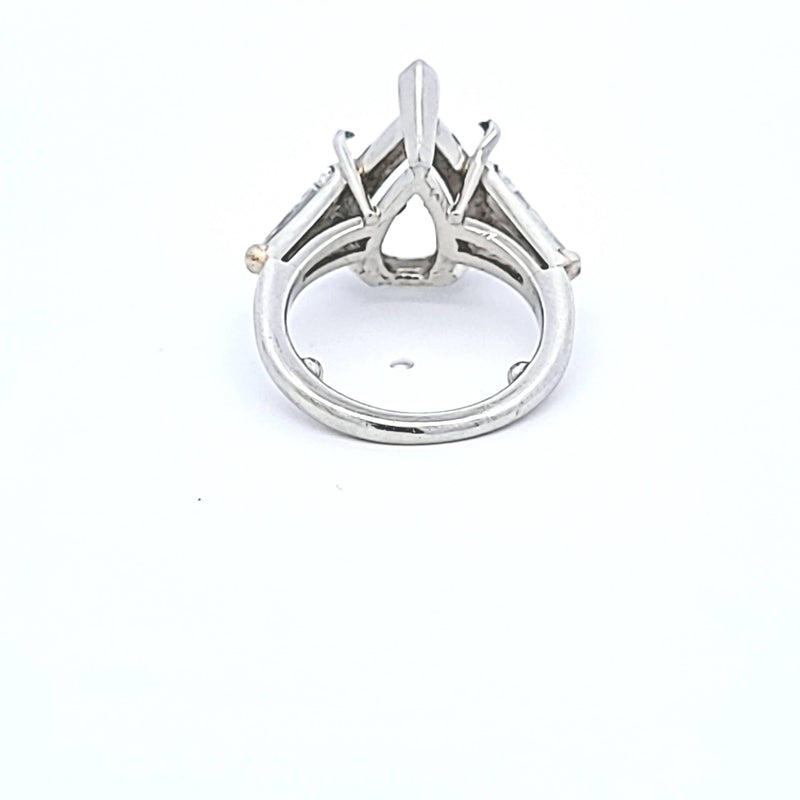 1.00 Carat Tapered Baguette Shape I SI1 Diamond Platinum Semi Mount Ring