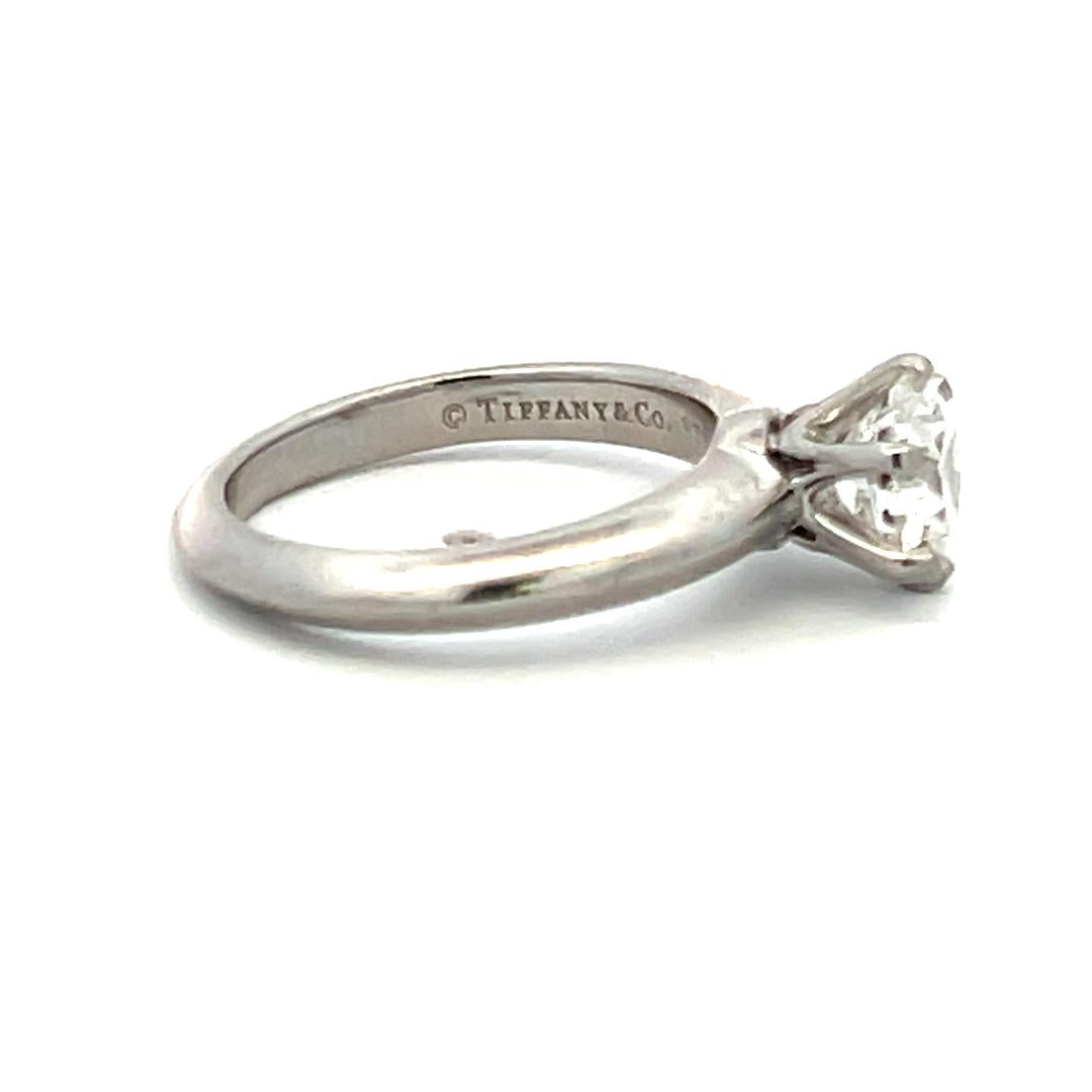 Tiffany & Co 0.93 Carat Round Brilliant F VVS2 Diamond Platinum Ring