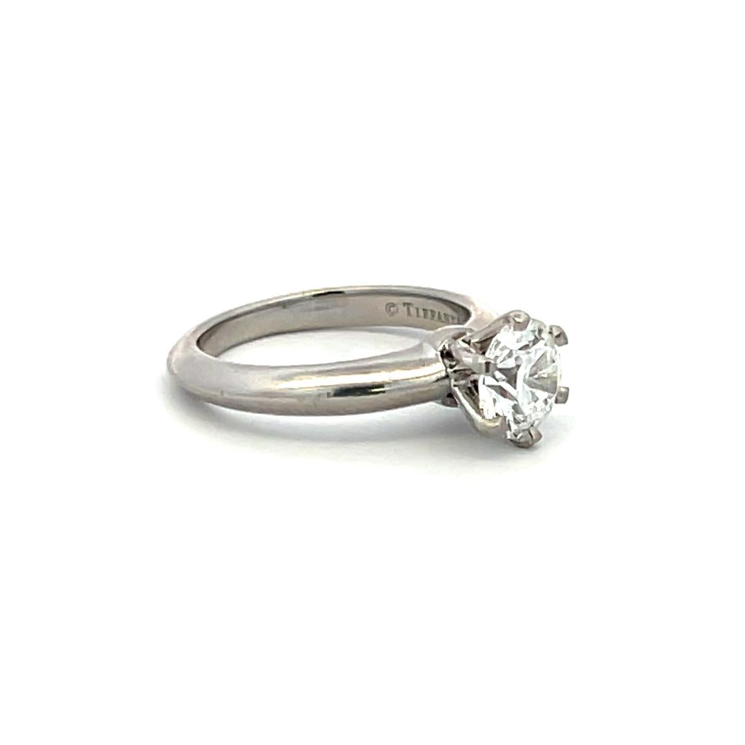 Tiffany & Co 0.93 Carat Round Brilliant F VVS2 Diamond Platinum Ring