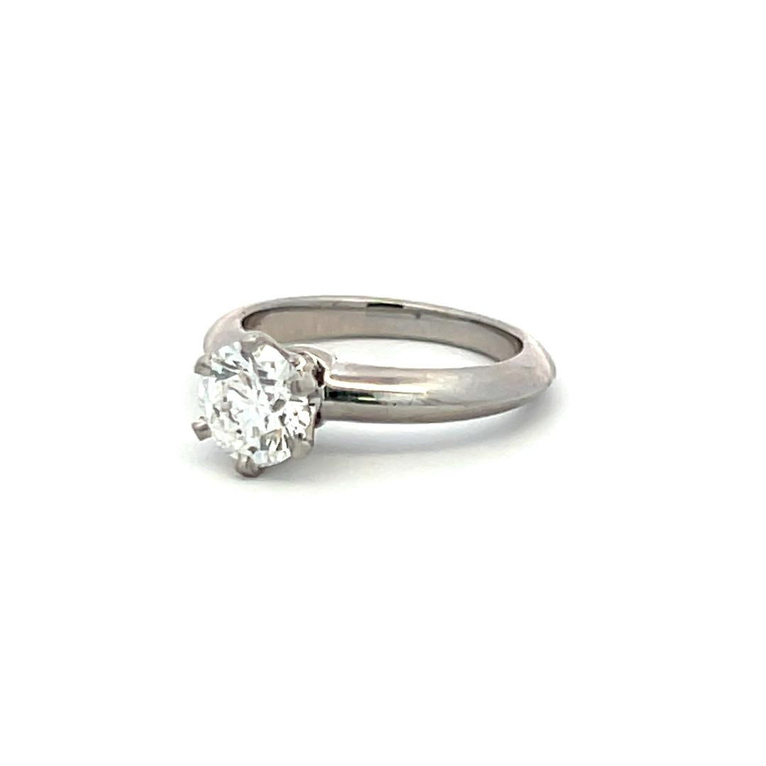 Tiffany & Co 0.93 Carat Round Brilliant F VVS2 Diamond Platinum Ring