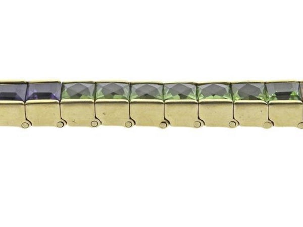 Vintage 34 Grams Tourmaline 18 Karat Yellow Gold Gemstone Bracelet