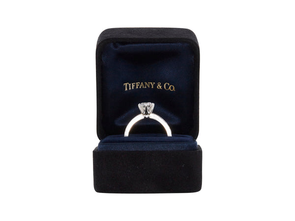 Tiffany & Co 0.91 Carat Round Brilliant E VVS2 Diamond Platinum Engagement Ring