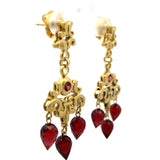 8.00 Carat Mix Shape Ruby 18 Karat Yellow Gold Dangling Earrings