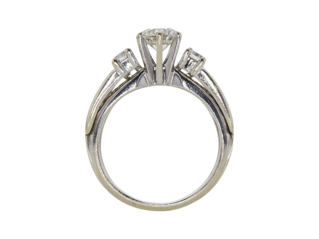 Vintage 14K White Gold Engagement Ring with 0.8 Carat Round Diamonds Size 4