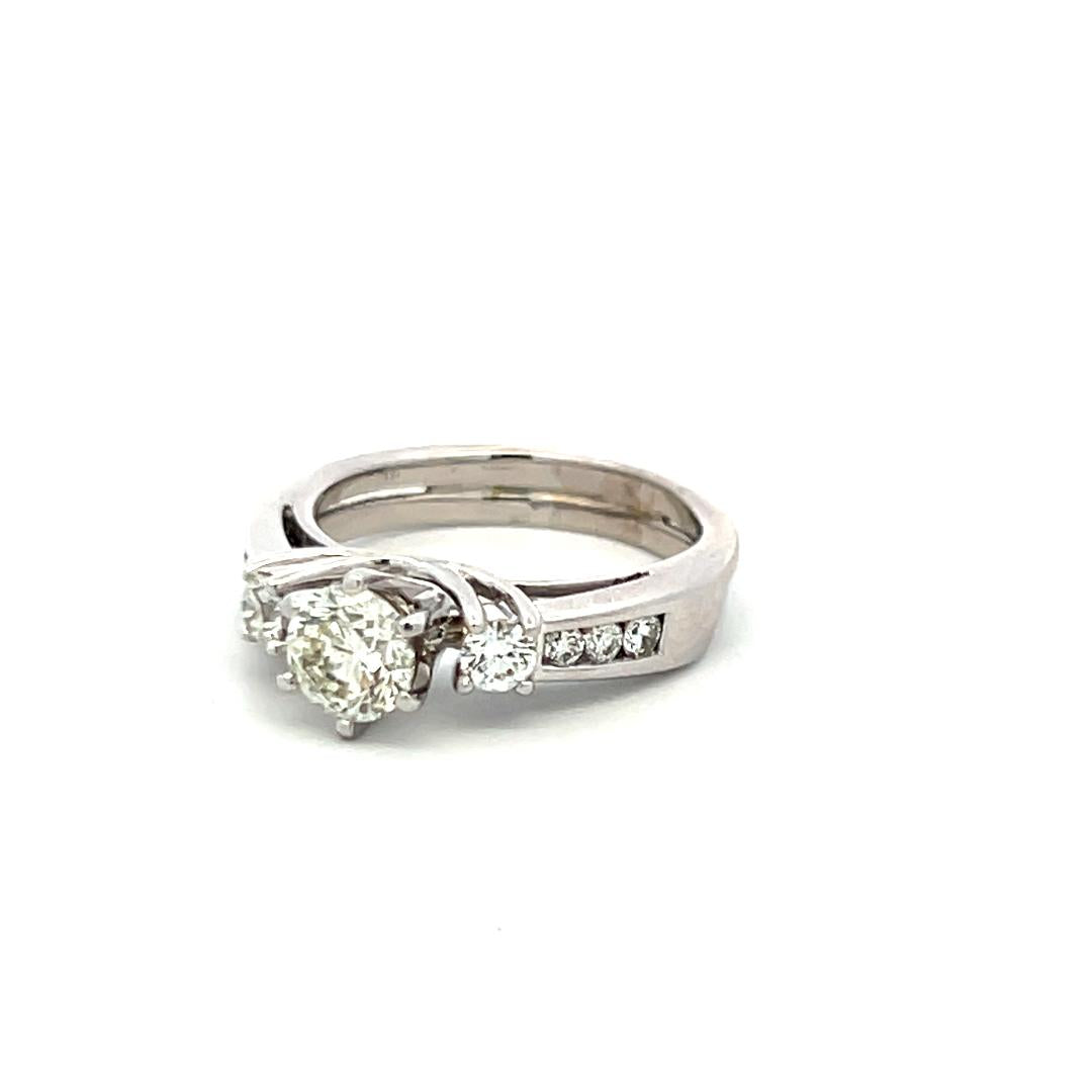 Vintage 14K White Gold Engagement Ring with 0.8 Carat Round Diamonds Size 4