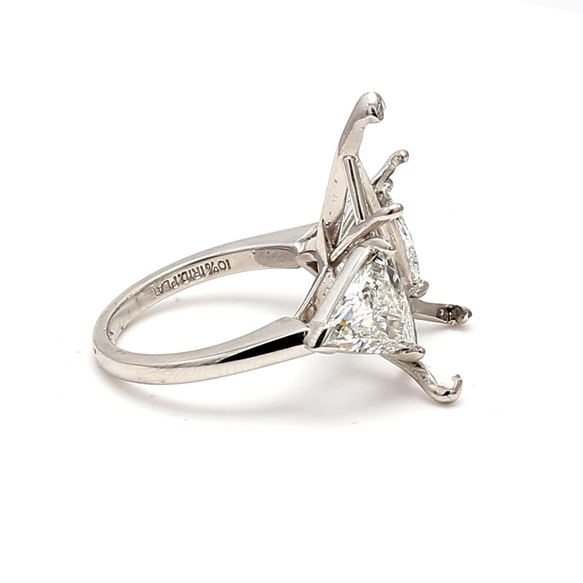 2.54 Carat Triangular Shape I SI1 Diamond White Platinum Semi Mount Ring
