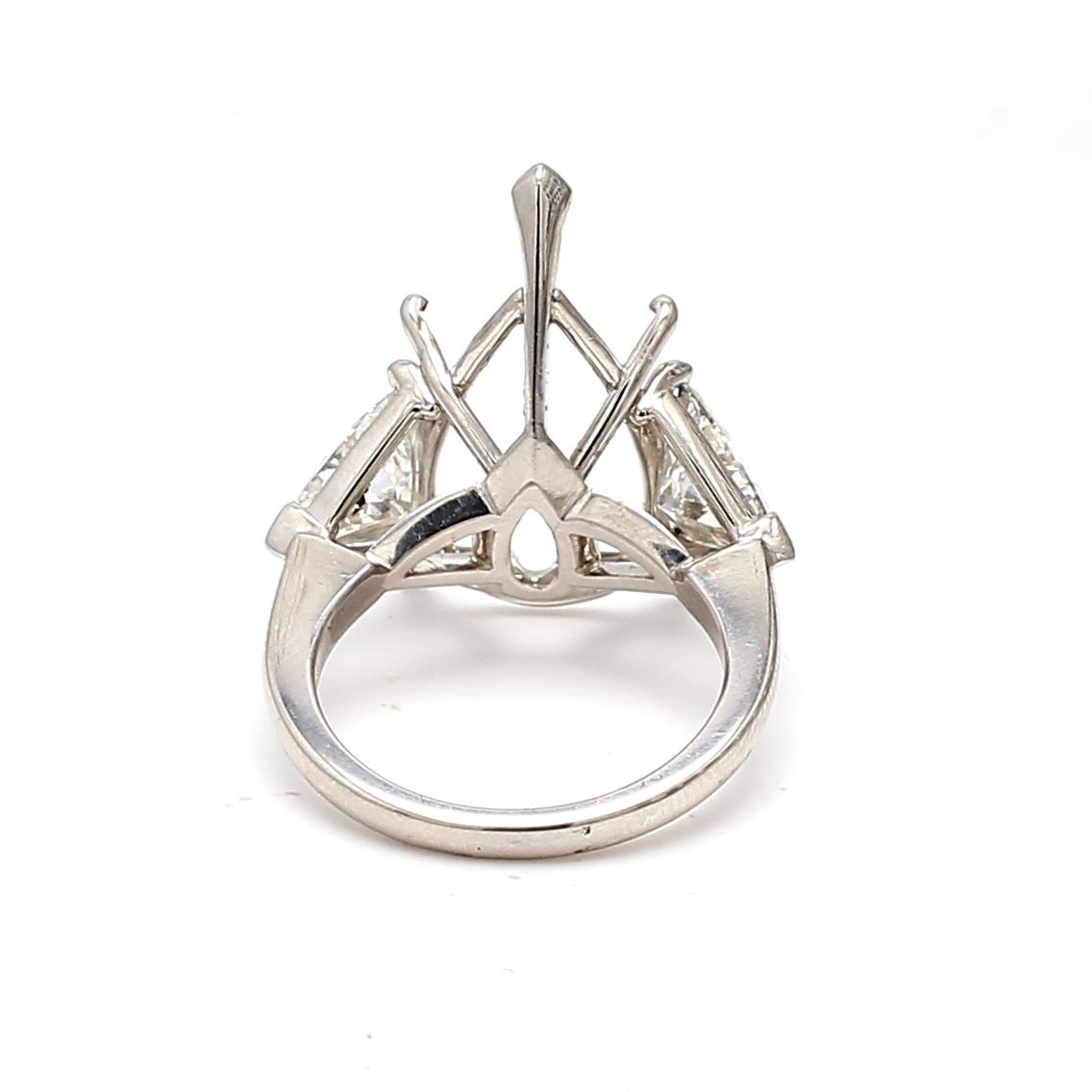 2.54 Carat Triangular Shape I SI1 Diamond White Platinum Semi Mount Ring