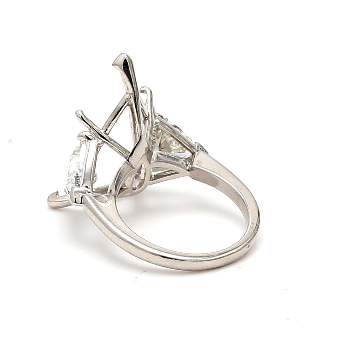 2.54 Carat Triangular Shape I SI1 Diamond White Platinum Semi Mount Ring