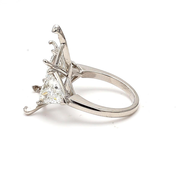 2.54 Carat Triangular Shape I SI1 Diamond White Platinum Semi Mount Ring
