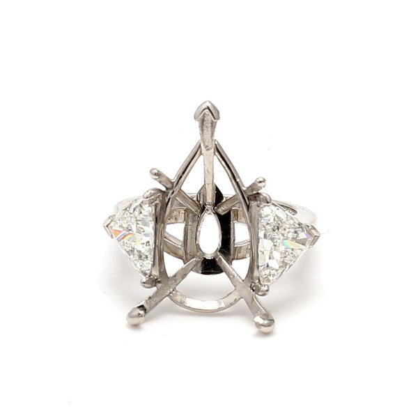 2.54 Carat Triangular Shape I SI1 Diamond White Platinum Semi Mount Ring