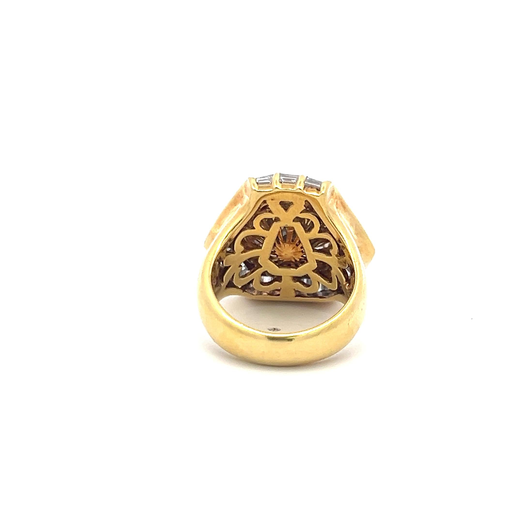 Oscar Heyman 5.97ct Fancy Deep Brown Yellow Diamond 18K Gold Cocktail Ring