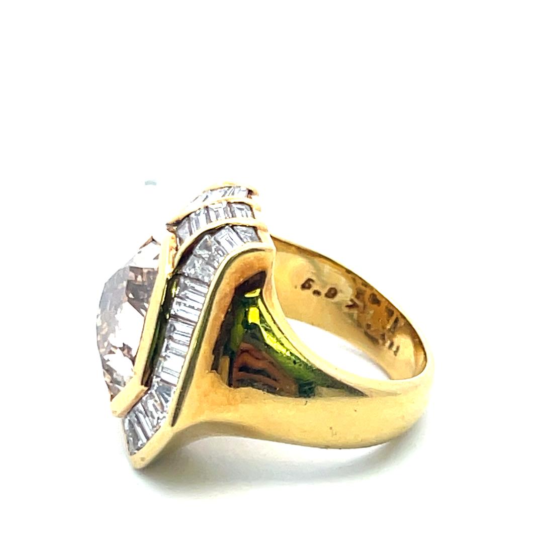 Oscar Heyman 5.97ct Fancy Deep Brown Yellow Diamond 18K Gold Cocktail Ring