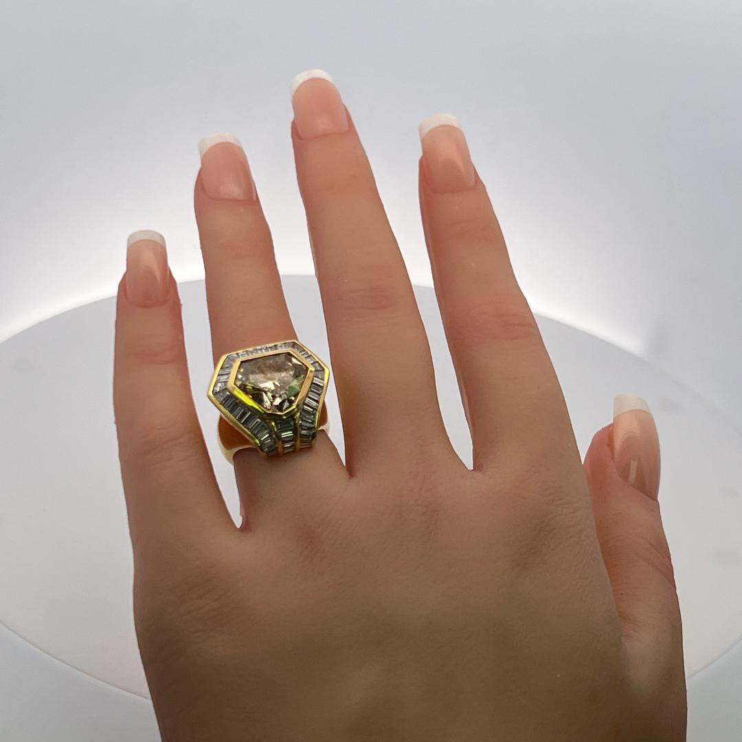 Oscar Heyman 5.97ct Fancy Deep Brown Yellow Diamond 18K Gold Cocktail Ring