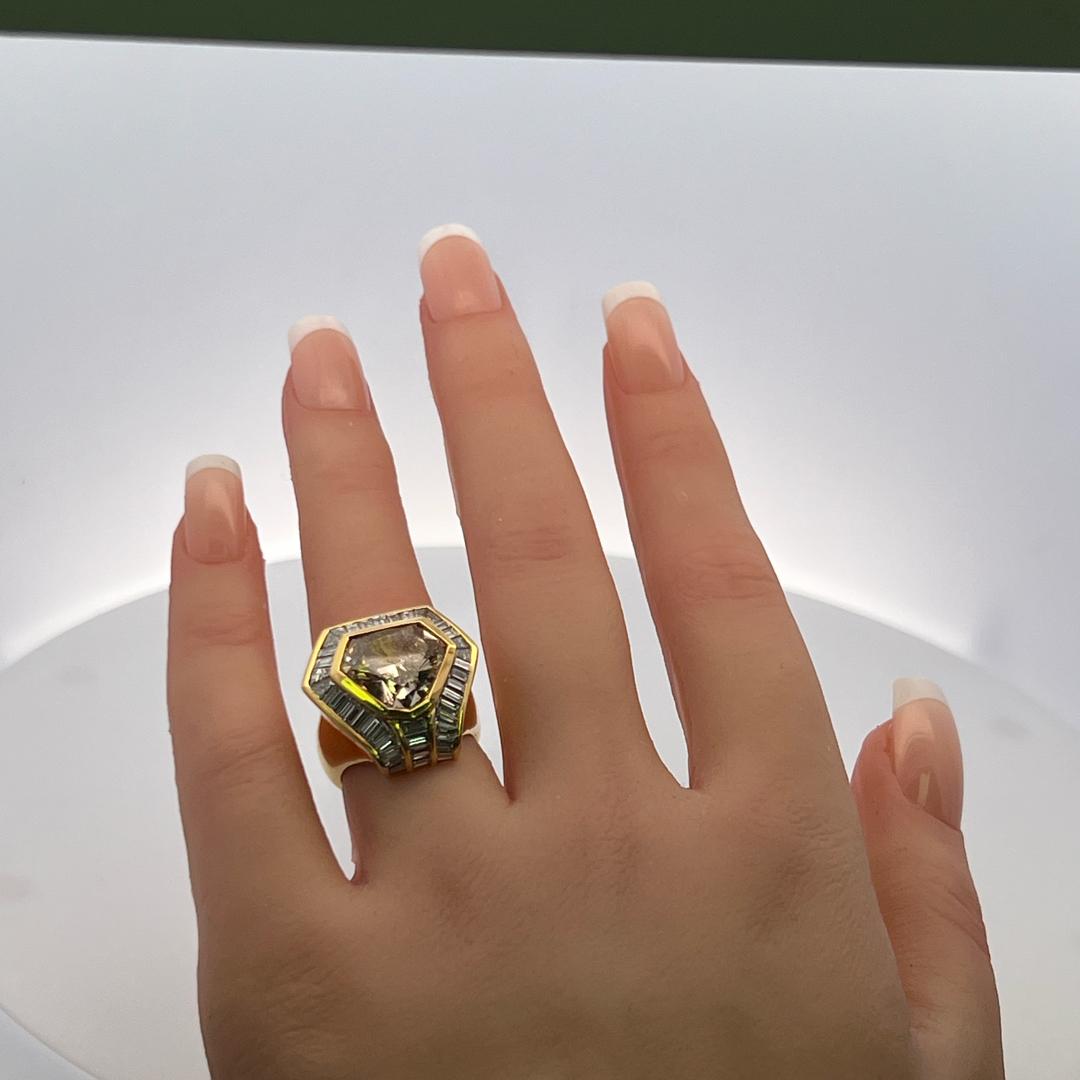 Oscar Heyman 5.97ct Fancy Deep Brown Yellow Diamond 18K Gold Cocktail Ring