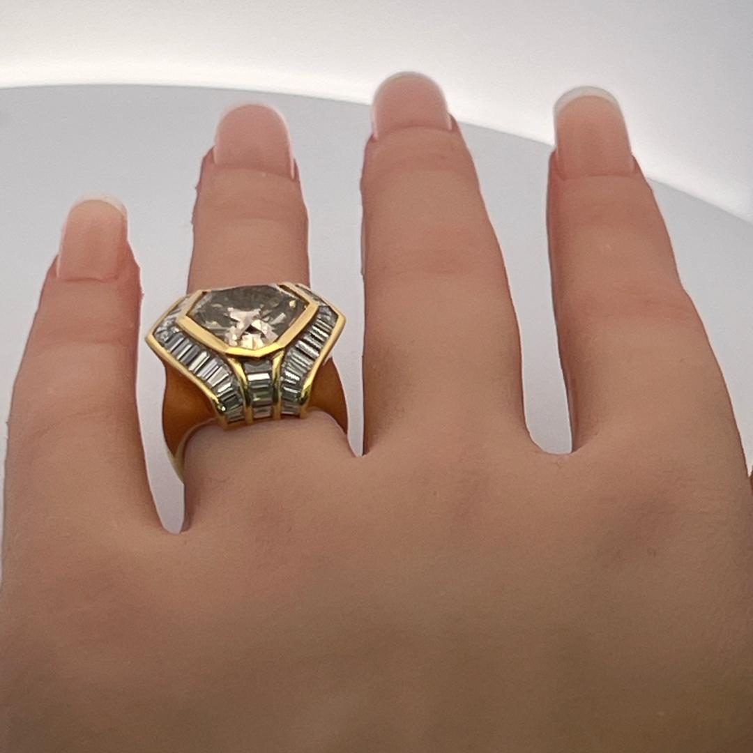 Oscar Heyman 5.97ct Fancy Deep Brown Yellow Diamond 18K Gold Cocktail Ring