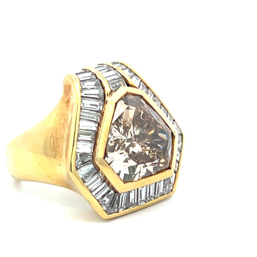 Oscar Heyman 5.97 Carat Fancy Brown Yellow Diamond 18K YG Cocktail Ring