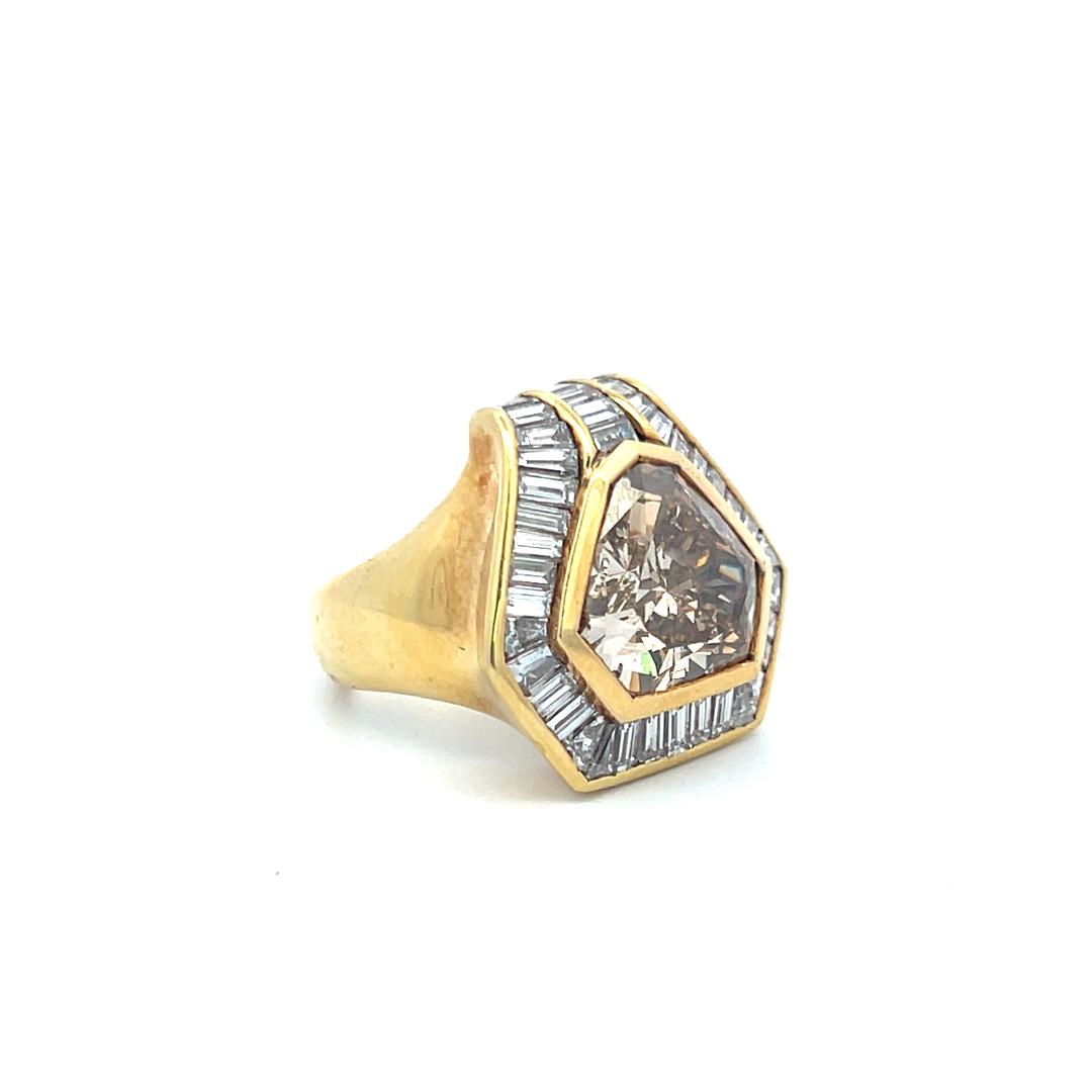 Oscar Heyman 5.97ct Fancy Deep Brown Yellow Diamond 18K Gold Cocktail Ring