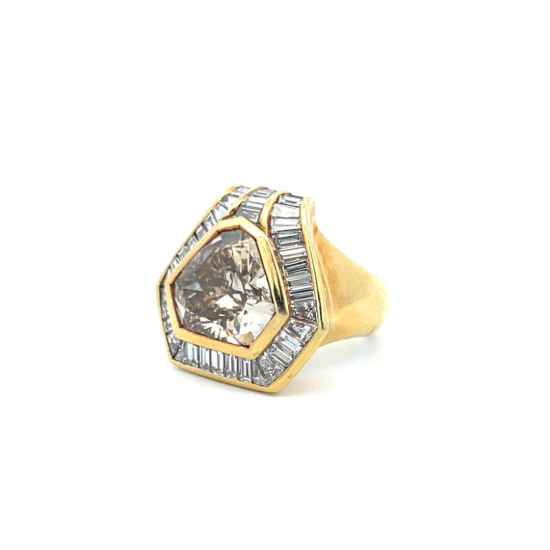 Oscar Heyman 5.97ct Fancy Deep Brown Yellow Diamond 18K Gold Cocktail Ring