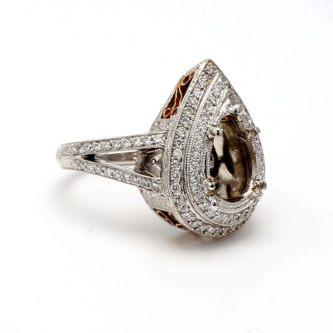 0.32 Carat Round Brilliant H SI1 Diamond Platinum Semi Mount Ring