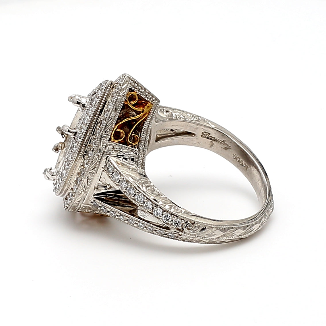0.32 Carat Round Brilliant H SI1 Diamond Platinum Semi Mount Ring