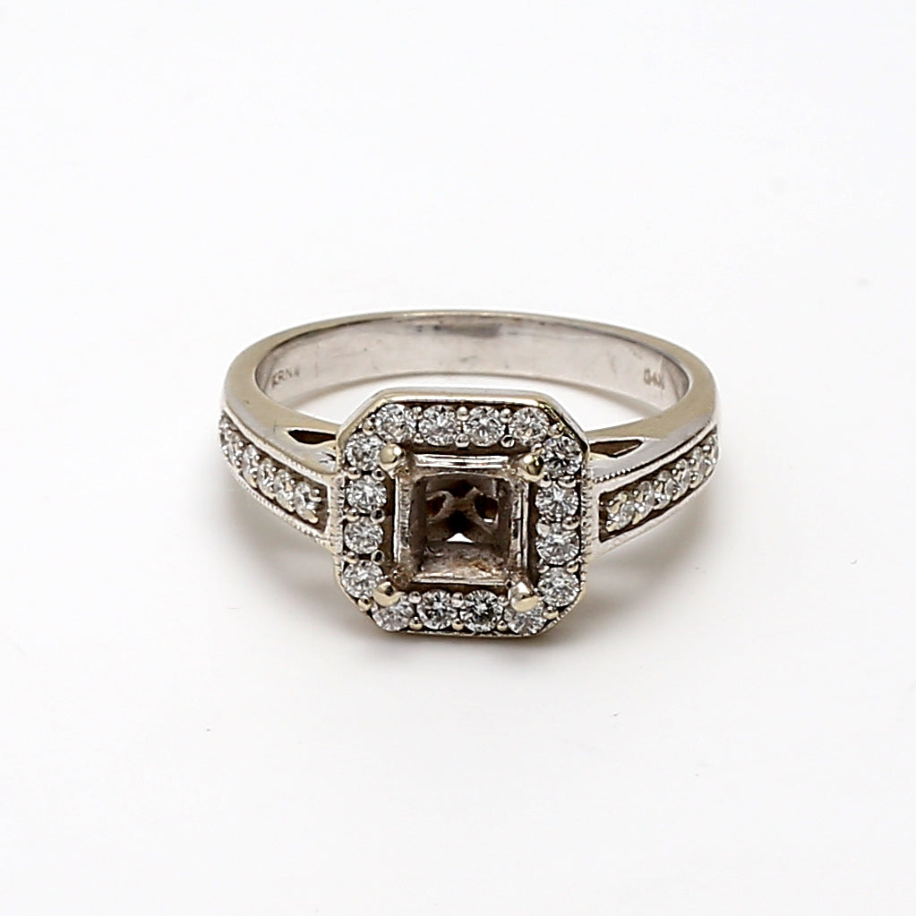 0.35 Carat Round Brilliant I SI1 Diamond 14 Karat White Gold Semi Mount Ring