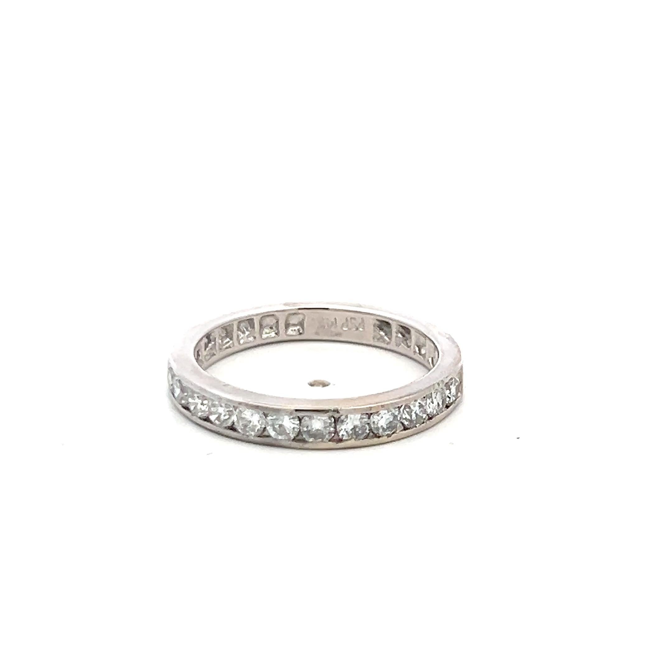 Vintage 14K White Gold Eternity Band Ring with 0.6 Carat Round Diamonds Size 6.5