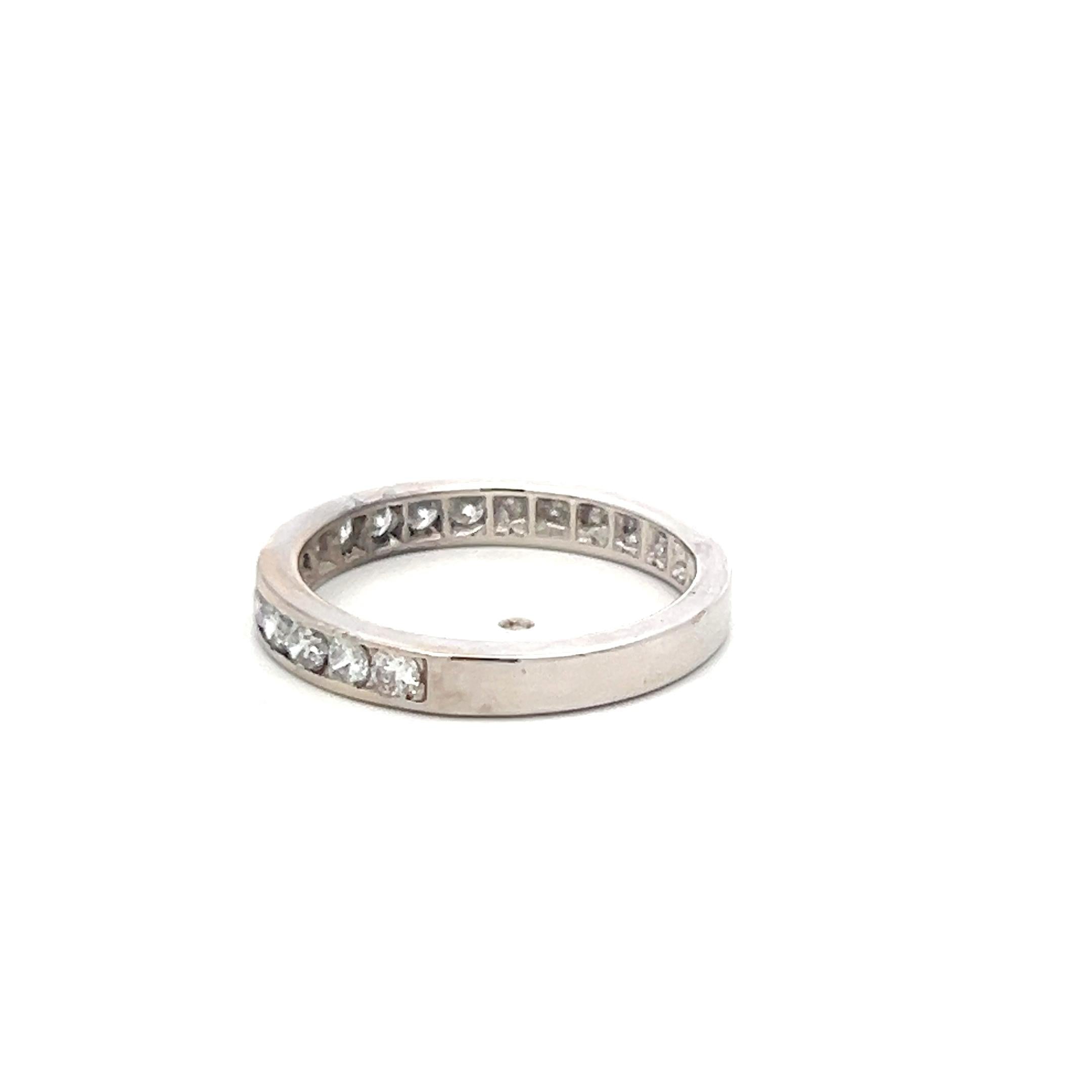 Vintage 14K White Gold Eternity Band Ring with 0.6 Carat Round Diamonds Size 6.5