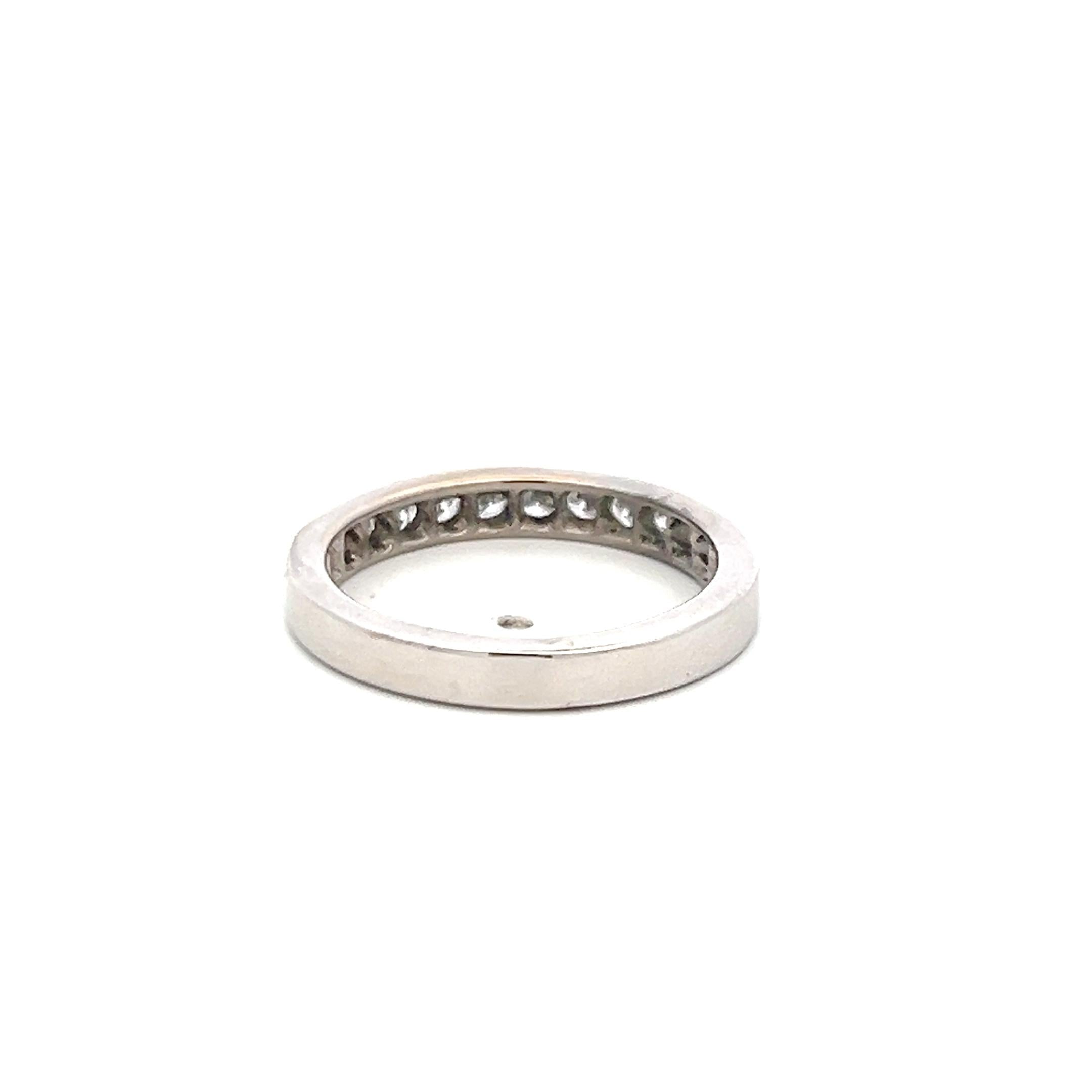 Vintage 14K White Gold Eternity Band Ring with 0.6 Carat Round Diamonds Size 6.5